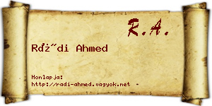 Rádi Ahmed névjegykártya
